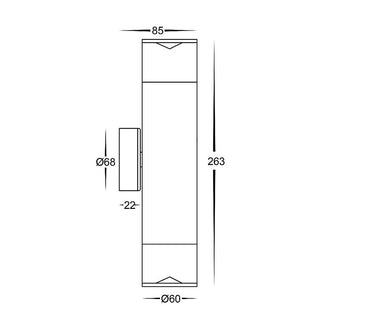 3A ST Cylinder Up & Down Wall Light Black