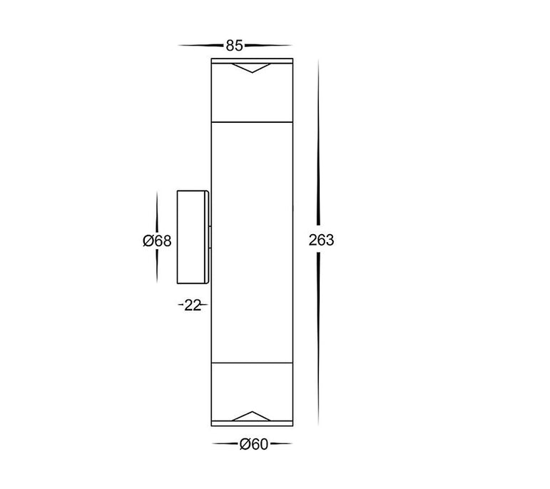 3A ST Cylinder Up & Down Wall Light Titanium