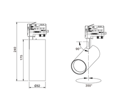 3A 15W LED Track Light White CCT